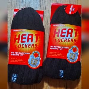 2 Heat Lockers Black Thermal hats NEW, Women or Men Unisex